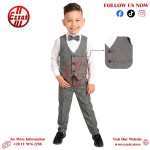 طقم سديري وبنطلون وبابيون  - رمادى غامق